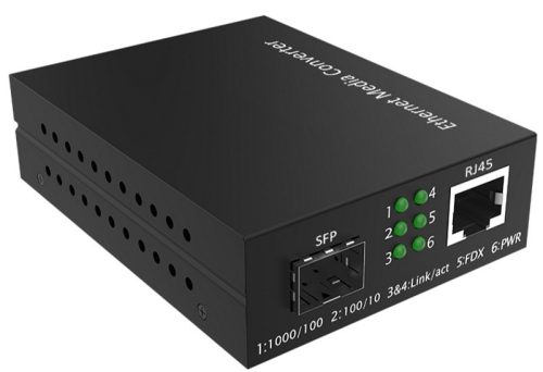 Media converter with 1*10/100/1000M RJ45 port + 100/1000 SFP port and DIP switch (without SFP module)